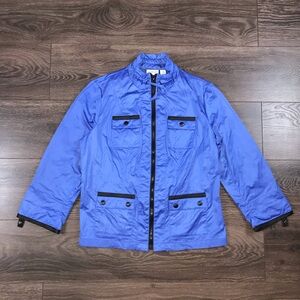 Zenergy By Chico’s Women’s Full Zip Lightweight Blue Windbreaker Jacket Size 0